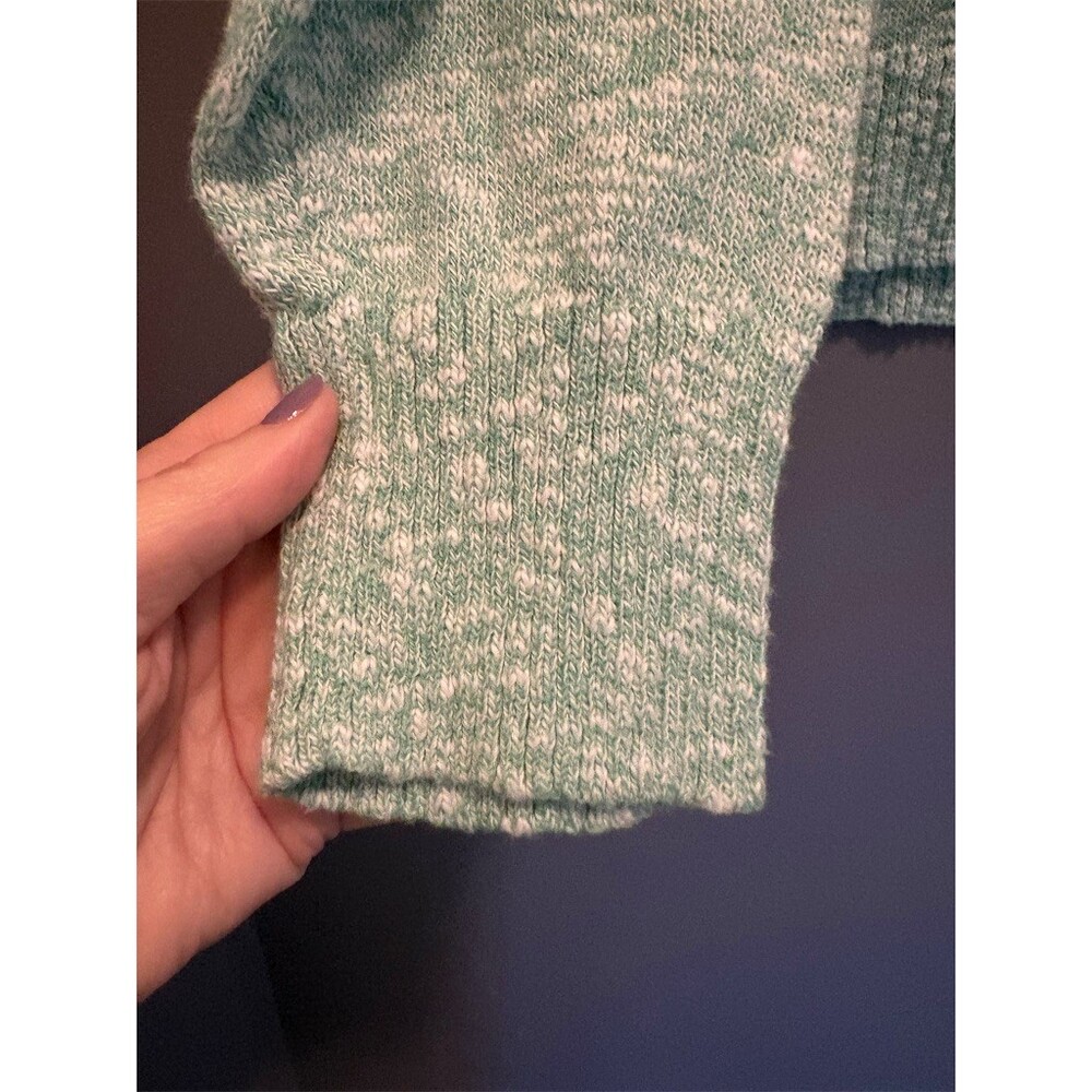 J.Crew Sweater Womens XL Green & White Marled Fisherman Knit Crew Neck - Picture 5 of 8